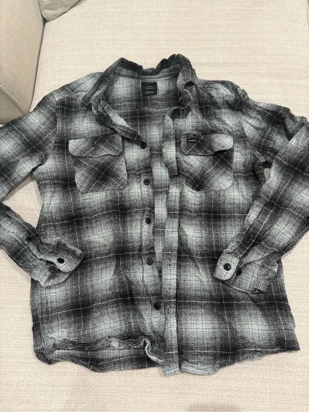 RVCA Black and White Plaid Shirt - Picture 3 of 5